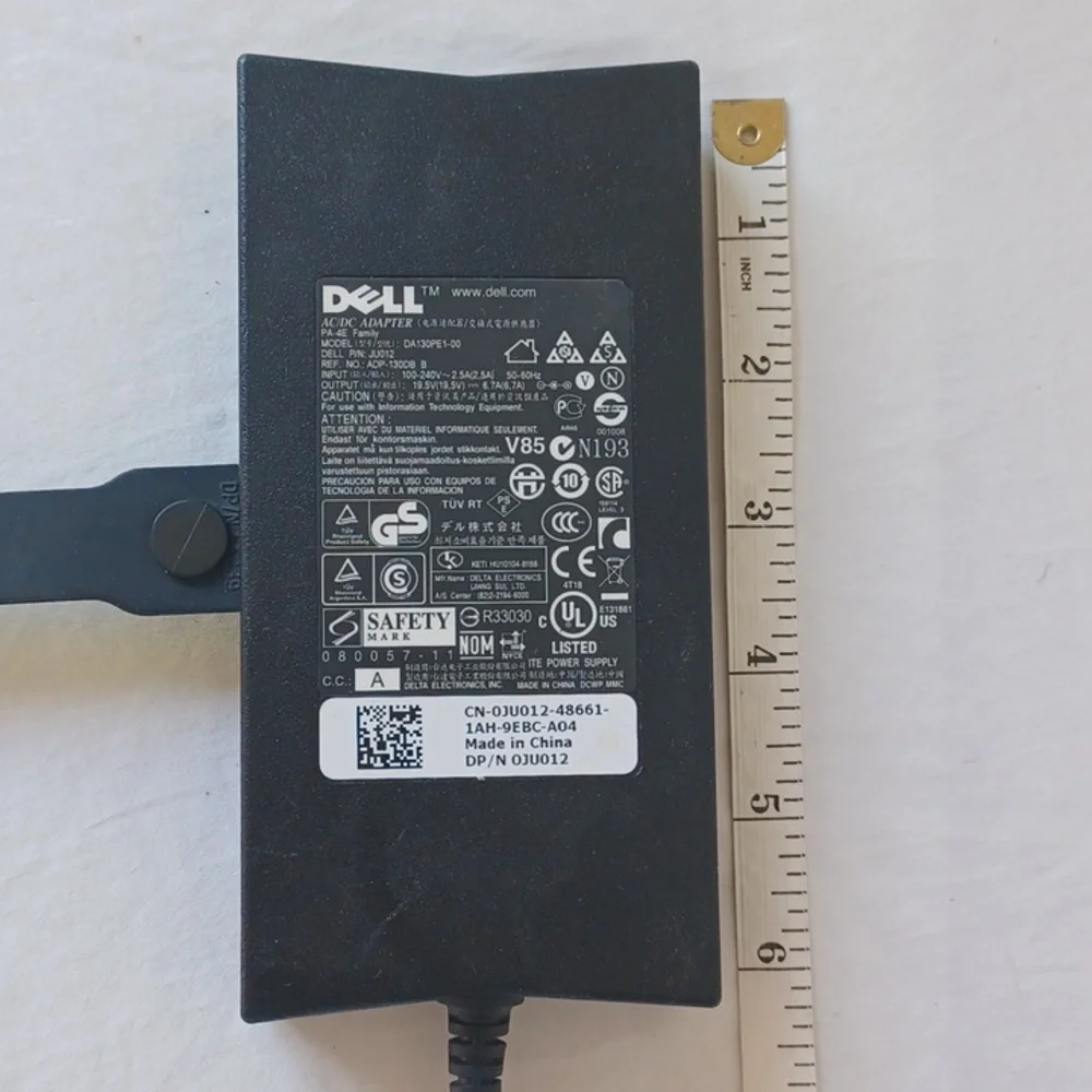 Dell AC/DC Laptop Adapter 19.5V & Power Cord Black Model DA130PE1-00